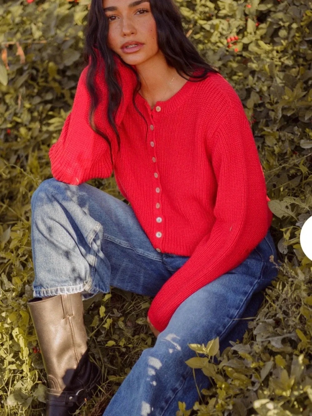 Sonderhaus Red Button-Front Knit Harbor Cardigan - Picture 3 of 6